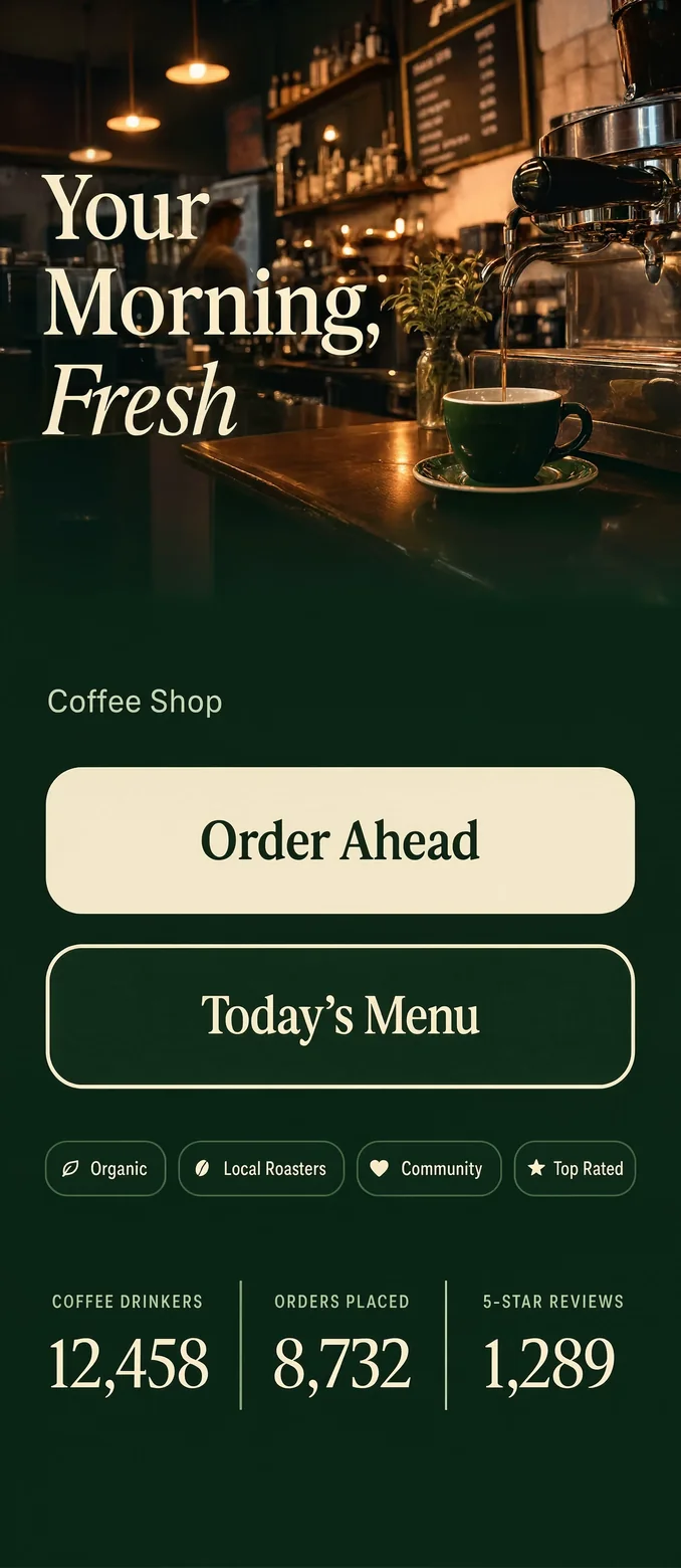 Coffee shop app template